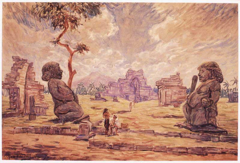 unknow artist Oil painting. Temple ruins in Candi Sewu Germany oil painting art